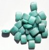 25 8x11x5mm Opaque Matte Marble Green Tablet Pillow Beads